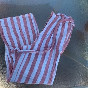 Pink and white striped dress pants